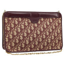 Christian Dior Trotter Canvas Chain Shoulder Bag Red Gold Auth LNZ657-1