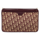 Christian Dior Trotter Canvas Chain Shoulder Bag Red Gold Auth LNZ657-2