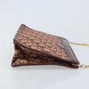 Christian Dior Trotter Canvas Chain Shoulder Bag Red Gold Auth LNZ657-4