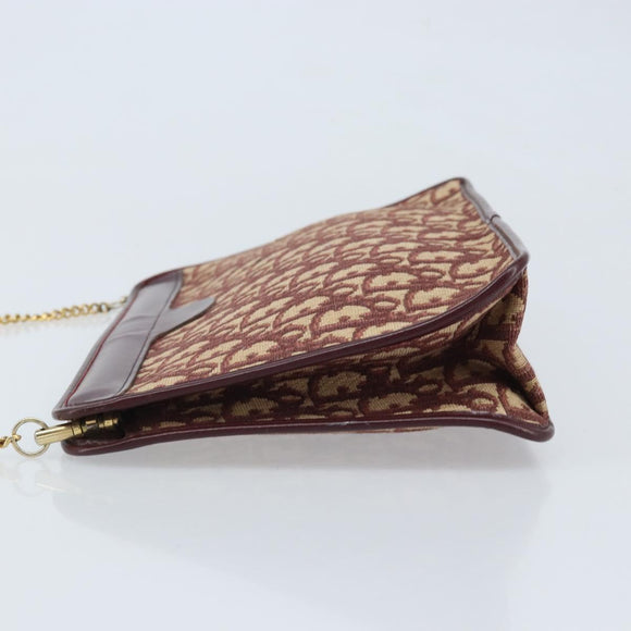 Christian Dior Trotter Canvas Chain Schoudertas Rood Goud Origineel LNZ657