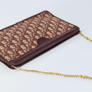 Christian Dior Trotter Canvas Chain Shoulder Bag Red Gold Auth LNZ657-6