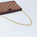 Christian Dior Trotter Canvas Chain Shoulder Bag Red Gold Auth LNZ657-7