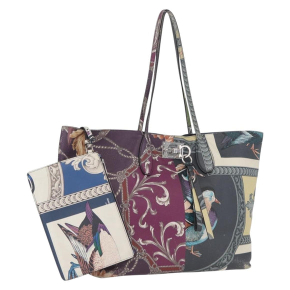 Salvatore Ferragamo Gancini Tote Bag Leather Multicolor Silver Auth LNZ658