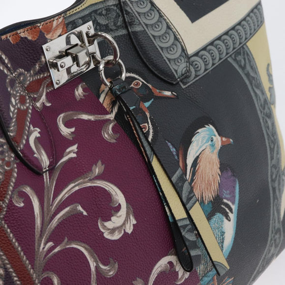Salvatore Ferragamo Gancini Tote Bag Leather Multicolor Silver Auth LNZ658