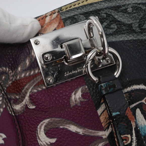 Salvatore Ferragamo Gancini Tote Bag Leather Multicolor Silver Auth LNZ658