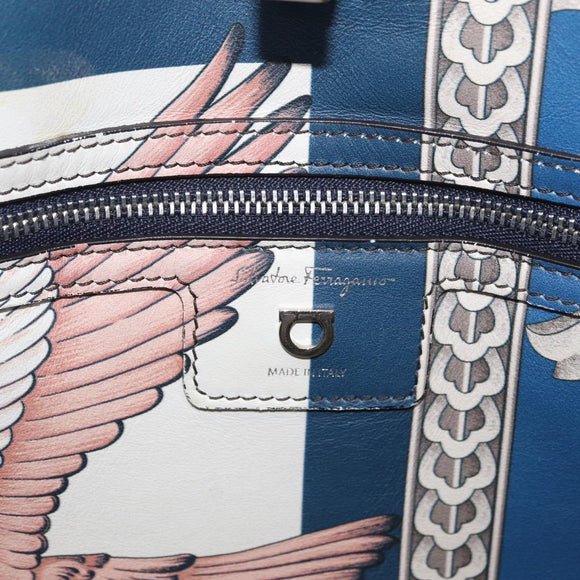 Salvatore Ferragamo Gancini Tote Bag Leather Multicolor Silver Auth LNZ658