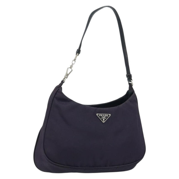 PRADA Accessory Pouch Nylon Purple Silver Auth LNZ663