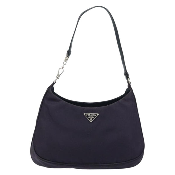 PRADA Accessory Pouch Nylon Purple Silver Auth LNZ663