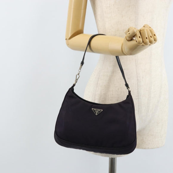 PRADA Accessory Pouch Nylon Purple Silver Auth LNZ663