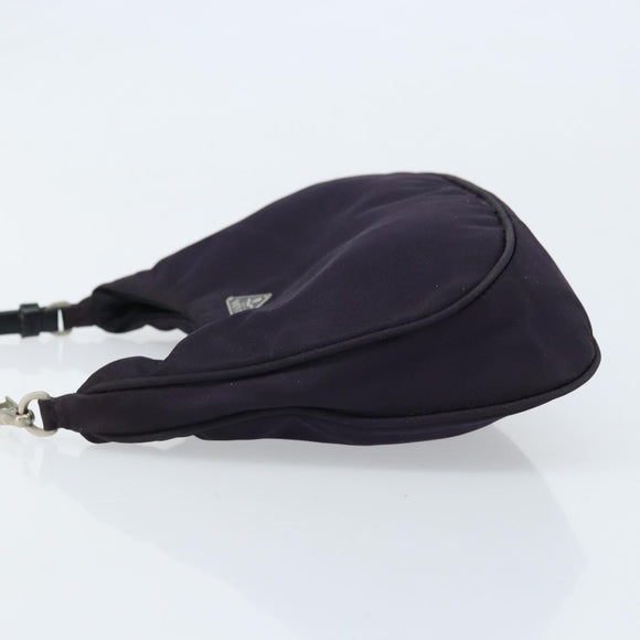 PRADA Accessory Pouch Nylon Purple Silver Auth LNZ663