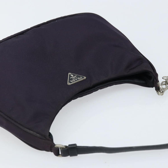 PRADA Accessory Pouch Nylon Purple Silver Auth LNZ663