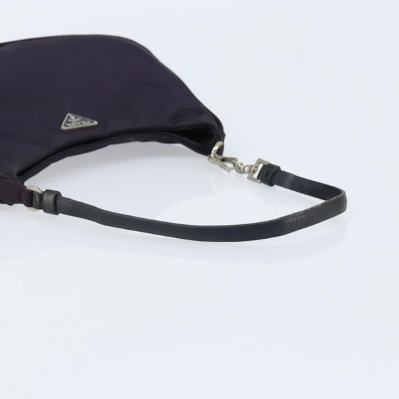 PRADA Accessory Pouch Nylon Purple Silver Auth LNZ663