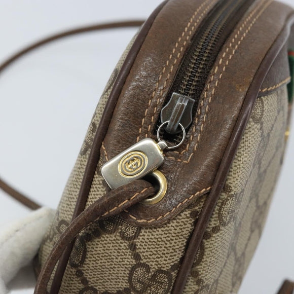 GUCCI GG Supreme Web Sherry Line Bag PVC Beige Gold 89 02 066 Auth LNZ667