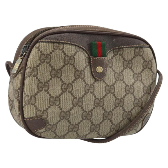 GUCCI GG Supreme Web Sherry Line Bag PVC Beige Gold 89 02 066 Auth LNZ667