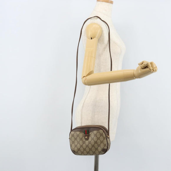 GUCCI GG Supreme Web Sherry Line Bag PVC Beige Gold 89 02 066 Auth LNZ667