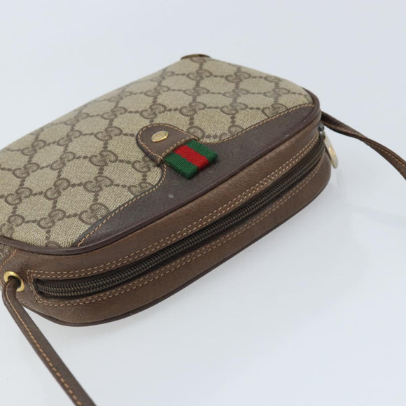 GUCCI GG Supreme Web Sherry Line Bag PVC Beige Gold 89 02 066 Auth LNZ667