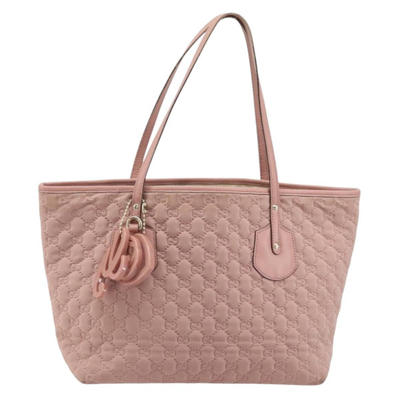 GUCCI GG Canvas Tote Bag Nylon Pink Gold 211976 Auth LNZ669