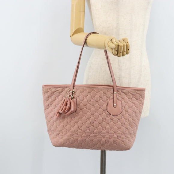 GUCCI GG Canvas Tote Bag Nylon Pink Gold 211976 Auth LNZ669