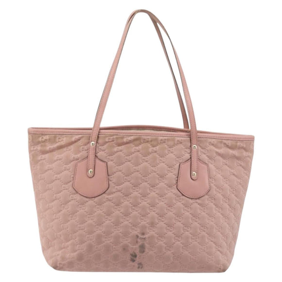 GUCCI GG Canvas Tote Bag Nylon Pink Gold 211976 Auth LNZ669