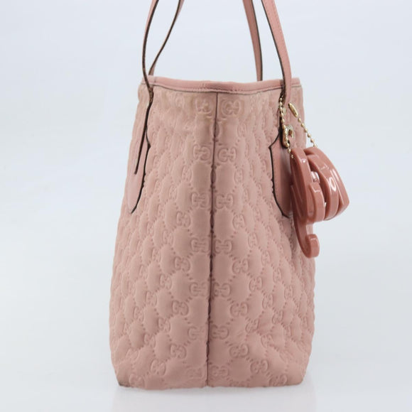 GUCCI GG Canvas Tote Bag Nylon Pink Gold 211976 Auth LNZ669