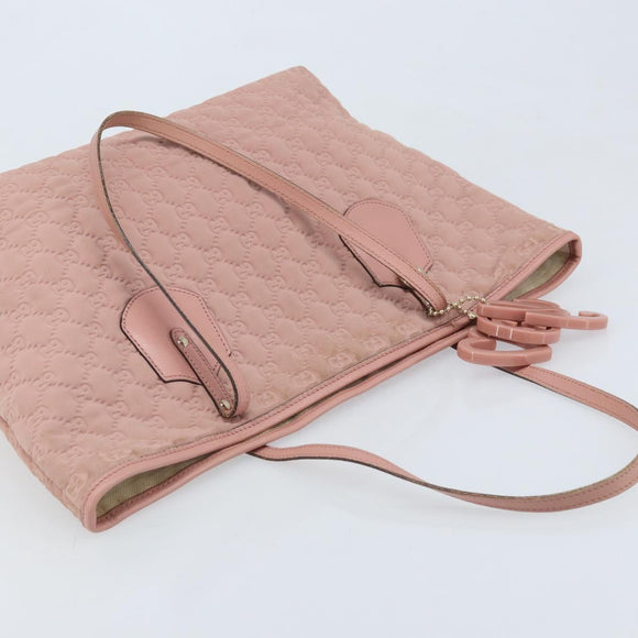GUCCI GG Canvas Tote Bag Nylon Pink Gold 211976 Auth LNZ669