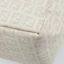 FENDI Zucchino Canvas Hand Bag PVC White Silver Auth LNZ675-12