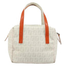 FENDI Zucchino Canvas Hand Bag PVC White Silver Auth LNZ675-3