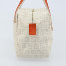 FENDI Zucchino Canvas Hand Bag PVC White Silver Auth LNZ675-4