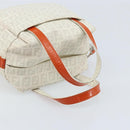 FENDI Zucchino Canvas Hand Bag PVC White Silver Auth LNZ675-7
