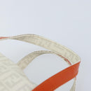 FENDI Zucchino Canvas Hand Bag PVC White Silver Auth LNZ675-8