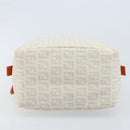 FENDI Zucchino Canvas Hand Bag PVC White Silver Auth LNZ675-9