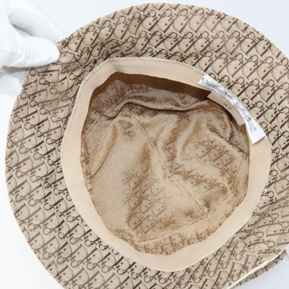 Christian Dior Trotter Canvas Hat Galliano Period Beige Gold Auth LNZ676A