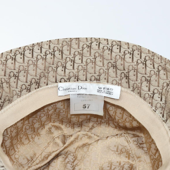 Christian Dior Trotter Canvas Hat Galliano Period Beige Gold Auth LNZ676A