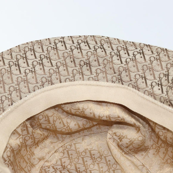 Christian Dior Trotter Canvas Hat Galliano Period Beige Gold Auth LNZ676A