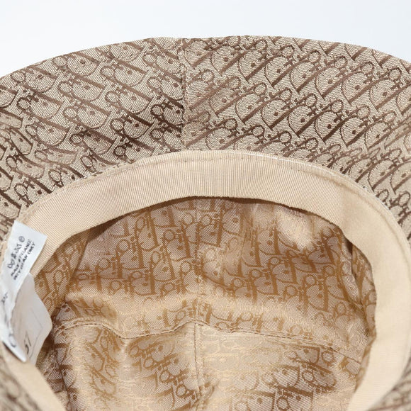 Christian Dior Trotter Canvas Hat Galliano Period Beige Gold Auth LNZ676A