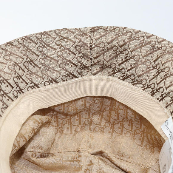Christian Dior Trotter Canvas Hat Galliano Period Beige Gold Auth LNZ676A