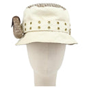 Christian Dior Trotter Canvas Hat Galliano Period Beige Gold Auth LNZ676A-2