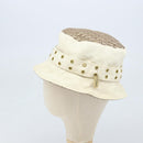 Christian Dior Trotter Canvas Hat Galliano Period Beige Gold Auth LNZ676A-4