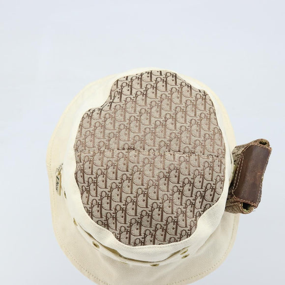 Christian Dior Trotter Canvas Hat Galliano Period Beige Gold Auth LNZ676A