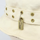 Christian Dior Trotter Canvas Hat Galliano Period Beige Gold Auth LNZ676A-7