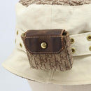 Christian Dior Trotter Canvas Hat Galliano Period Beige Gold Auth LNZ676A-8