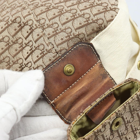 Christian Dior Trotter Canvas Hat Galliano Period Beige Gold Auth LNZ676A