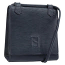 FENDI Shoulder Bag Leather Black Gold Auth LNZ677-1