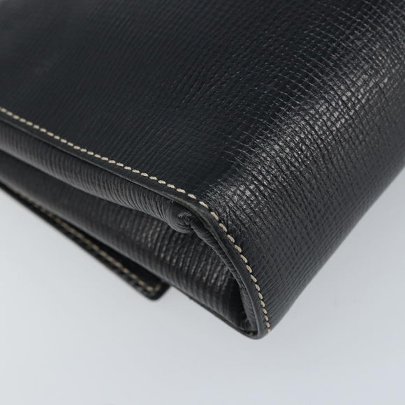 CELINE Circle Shoulder Bag Leather Black Silver Auth LNZ679V
