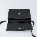 CELINE Circle Shoulder Bag Leather Black Silver Auth LNZ679V-18