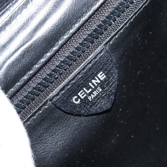 CELINE Circle Schoudertas Leer Zwart Zilver Auth LNZ679V
