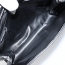 CELINE Circle Shoulder Bag Leather Black Silver Auth LNZ679V-10