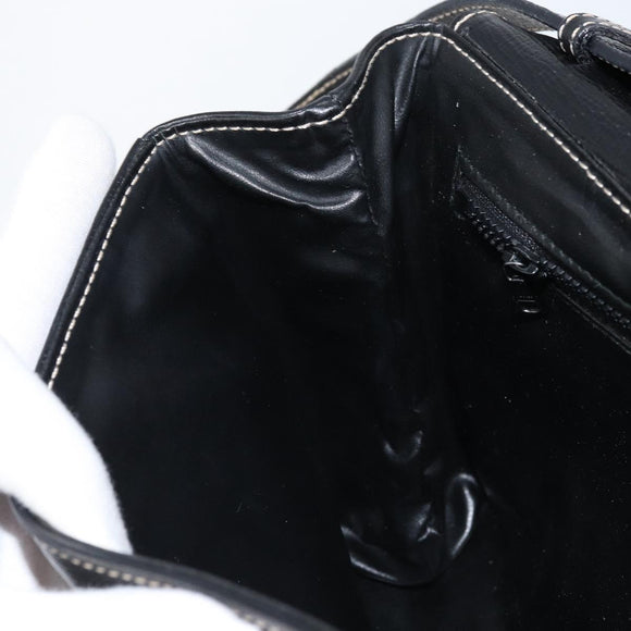 CELINE Circle Schoudertas Leer Zwart Zilver Auth LNZ679V