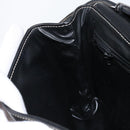 CELINE Circle Shoulder Bag Leather Black Silver Auth LNZ679V-21