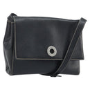 CELINE Circle Shoulder Bag Leather Black Silver Auth LNZ679V-1